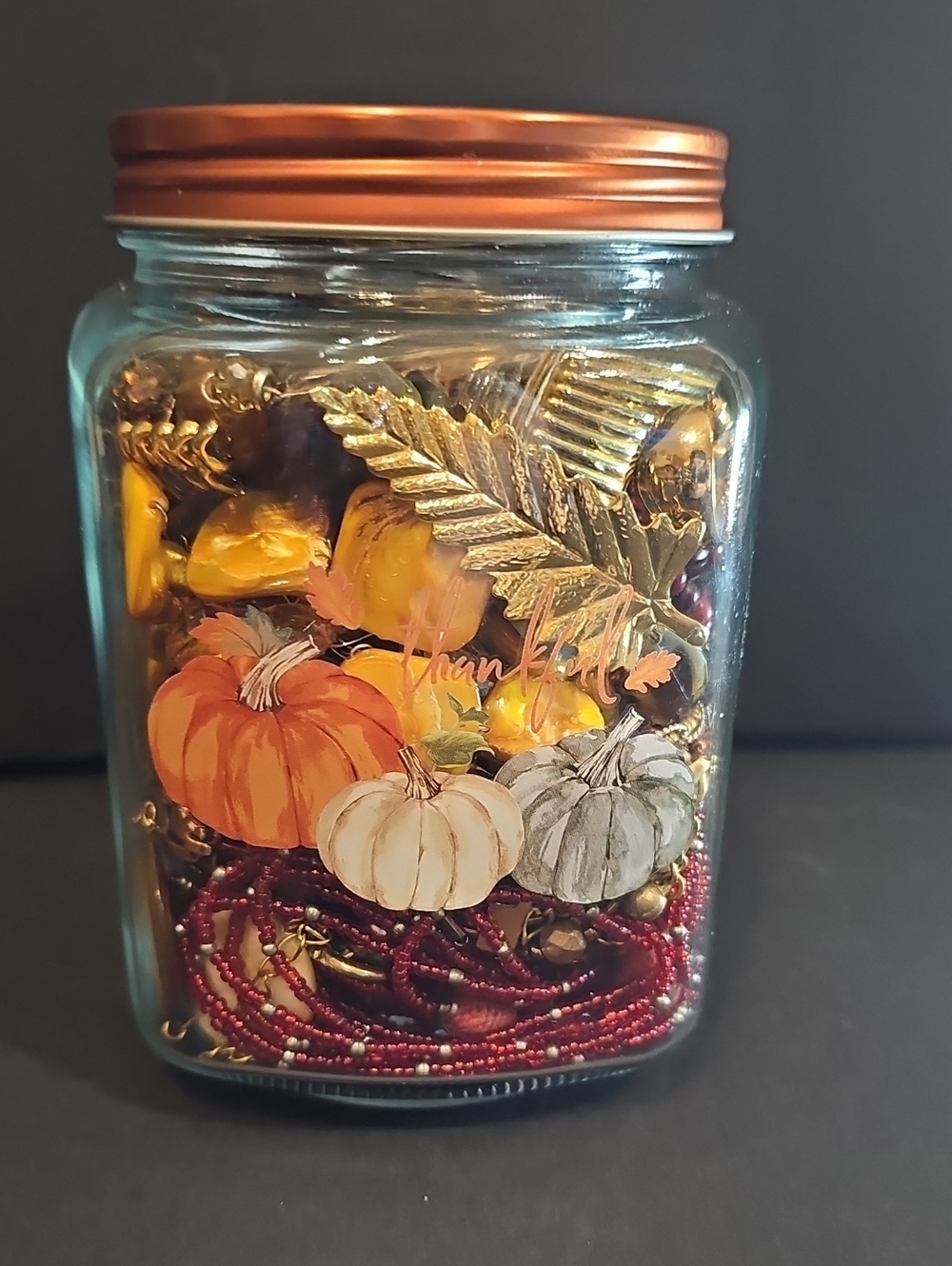 Festive Fall Jewelry Jar – Curated Mixed Jewelry – Vintage to Now